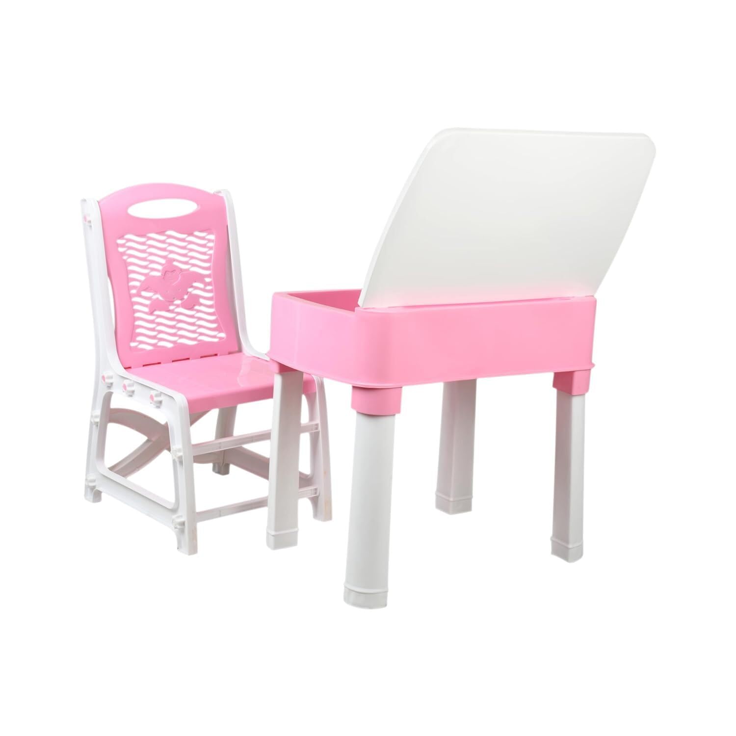 RISEM INTERNATIONAL Study Table & Chair Set for Boys and Girls with Small Box Space for Pencils and Other Stationery Plastic Study Table (Pink Color)-image-2