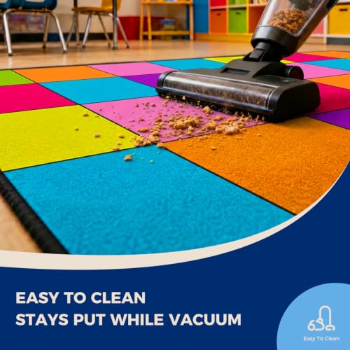 Booooom Jackson Classroom Rug - 6'5''x 9'8'' Sweet Macaron Seating Preschool Classroom Carpet, Non-Slip & No-Trip Edges, Vibrant Colors for Kids Playroom Floor Mat - image 6
