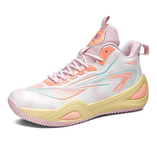 KIUSMETY Girls Boys Basketball Shoes High Top Fashion Volleyball Kids Non Slip Comfortable Indoor Outdoor Sneakers Pink Size 6.5 Bid Kid