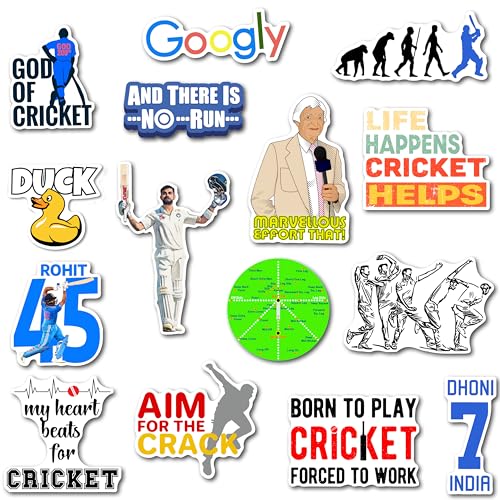 Image of WallDesign Inspirational Cricket Magnets - Must-Have Designs for Fans, Unique and Funny Magnets, Ideal Cricket Gifts (Set of 15)