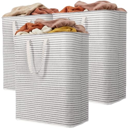 Image of Lifewit 3 Pack Laundry Basket 125L Each, Collapsible Clothes Hamper with Reinforced Handles, Freestanding Waterproof Design for Bedroom and Laundry Room, Grey 375L Total