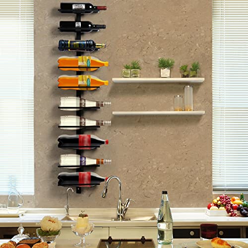 Yaheetech Weinregal Flaschenhalter Flaschenregal Aufbewahrungsregal für die Wand aus Metall 10 Flaschen, Schwarz