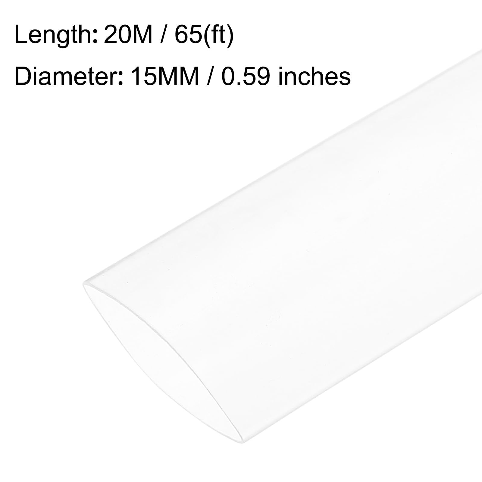 QUARKZMAN Guaina Termorestringente, Ø15.5mm x 20m, Impermeabile Termorestringente per Cavi Elettrici, Rapporto di Restringimento 2:1, Guaine Termoretrattile, Trasparente
