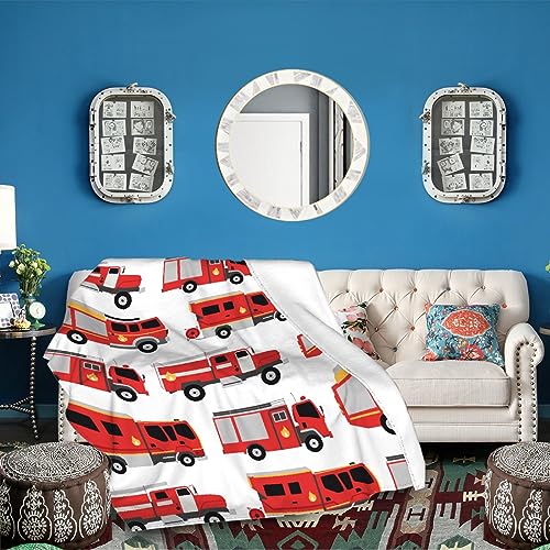 Image of Fire Truck Fleece Throw Blanket - Super Soft, Cozy Flannel, Air Conditioning, 80x60 in for Adults
