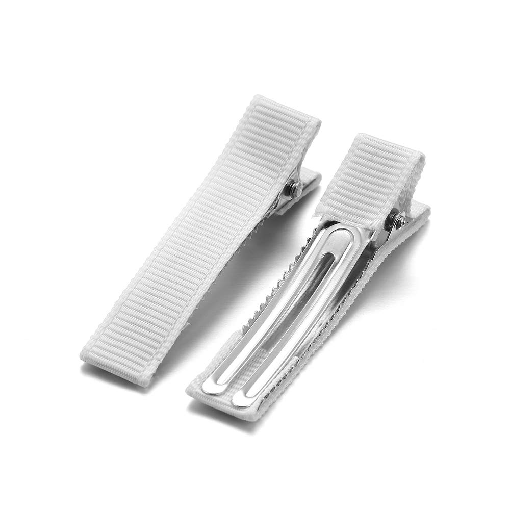 10pcs/lot Flat Single Prong Metal Alligator Teeth Hair Clip Barrettes Candy Color Hairpins For DIY Jewelry Base Accessories (White)