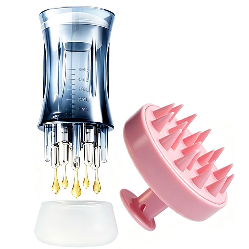 2Pcs Hair Oil Applicator Set-Stainless Steel Minoxidil Applicator Bottle