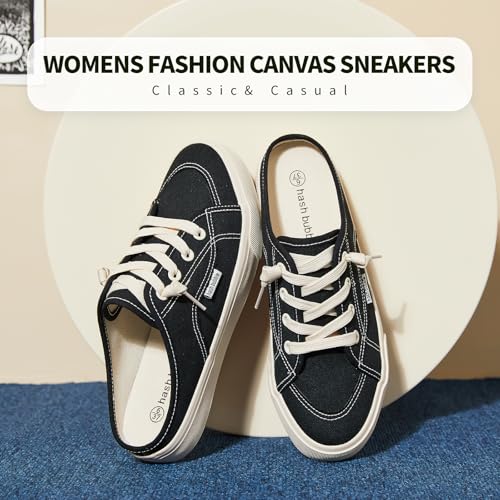 Image of hash bubbie Women's Mules Slip on Sneakers Canvas Tennis Shoes | backless summer close toed sandals non slip on walking casual comfortable