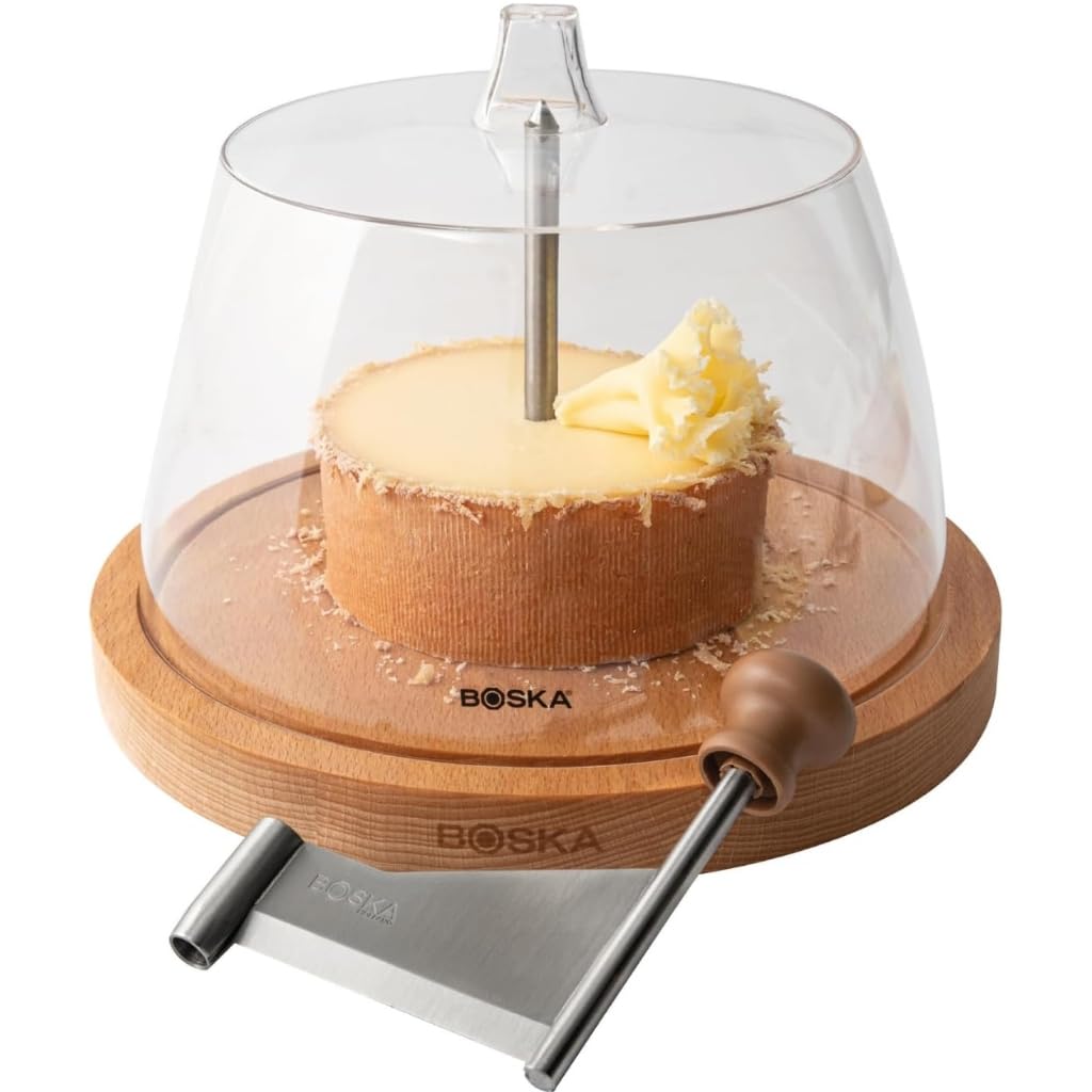 Pack BOSKA 850511 Girolle/Fraiseur bois avec cloche + 1/2 Fromage Tête de Moine 450gr pour profiter de faire des jolies fleurs et garder au frais sans que ca sèche - Coffret cadeau parfait