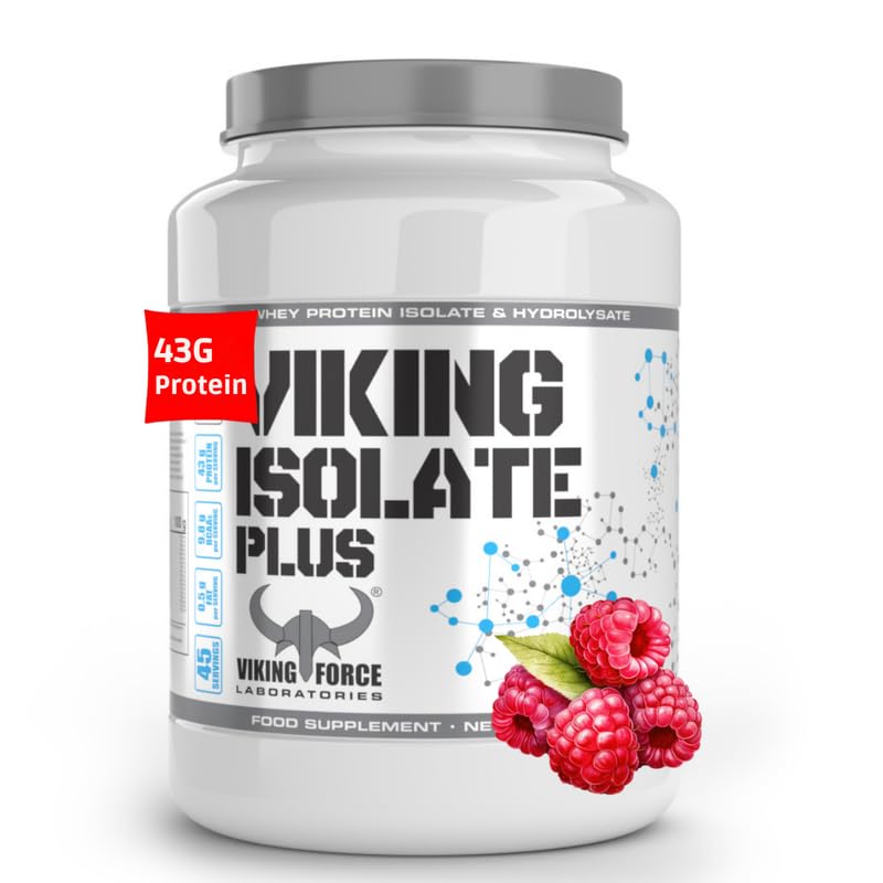 Viking Isolate Plus - Raspberry Flavoured Isolate Protein, 5lbs, 43g protein per scoop