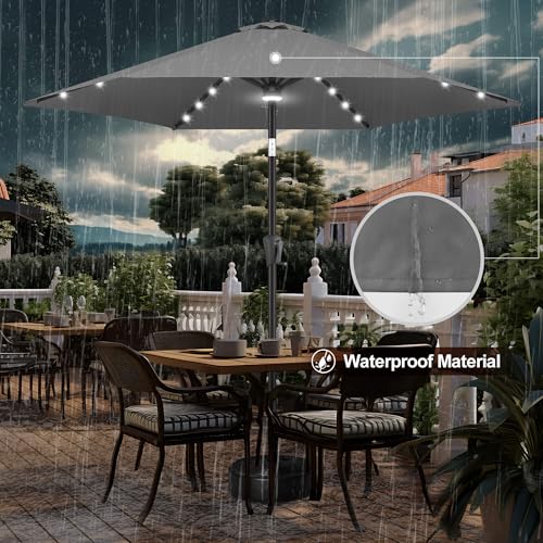 FLAME&SHADE Solar Patio Umbrella with Centre Light, 10 FT Anthracite by FLAME&SHADE - Used condition - Image 8