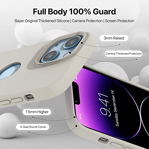 Image of Vaku Luxos Liquid Silicon Logo-Cut for iPhone 14 Plus Cover Case, Soft TPU, Shockproof, Scratch Resistant, 6 Feet Drop Protection, Compatible with iPhone 14 Plus Back Cover - Stone