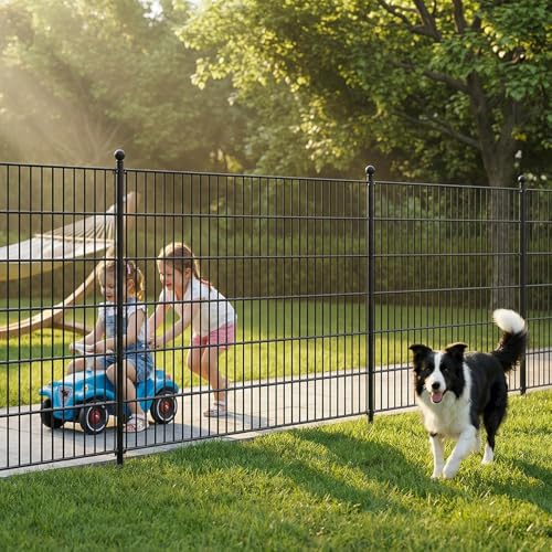 Image of 10 Panels No Dig Garden Fence with Gate,40in(H)x25.2ft(L) Metal Fence Panels, Thickened RustproofGarden Fencing, Animal Barrier for Dogs