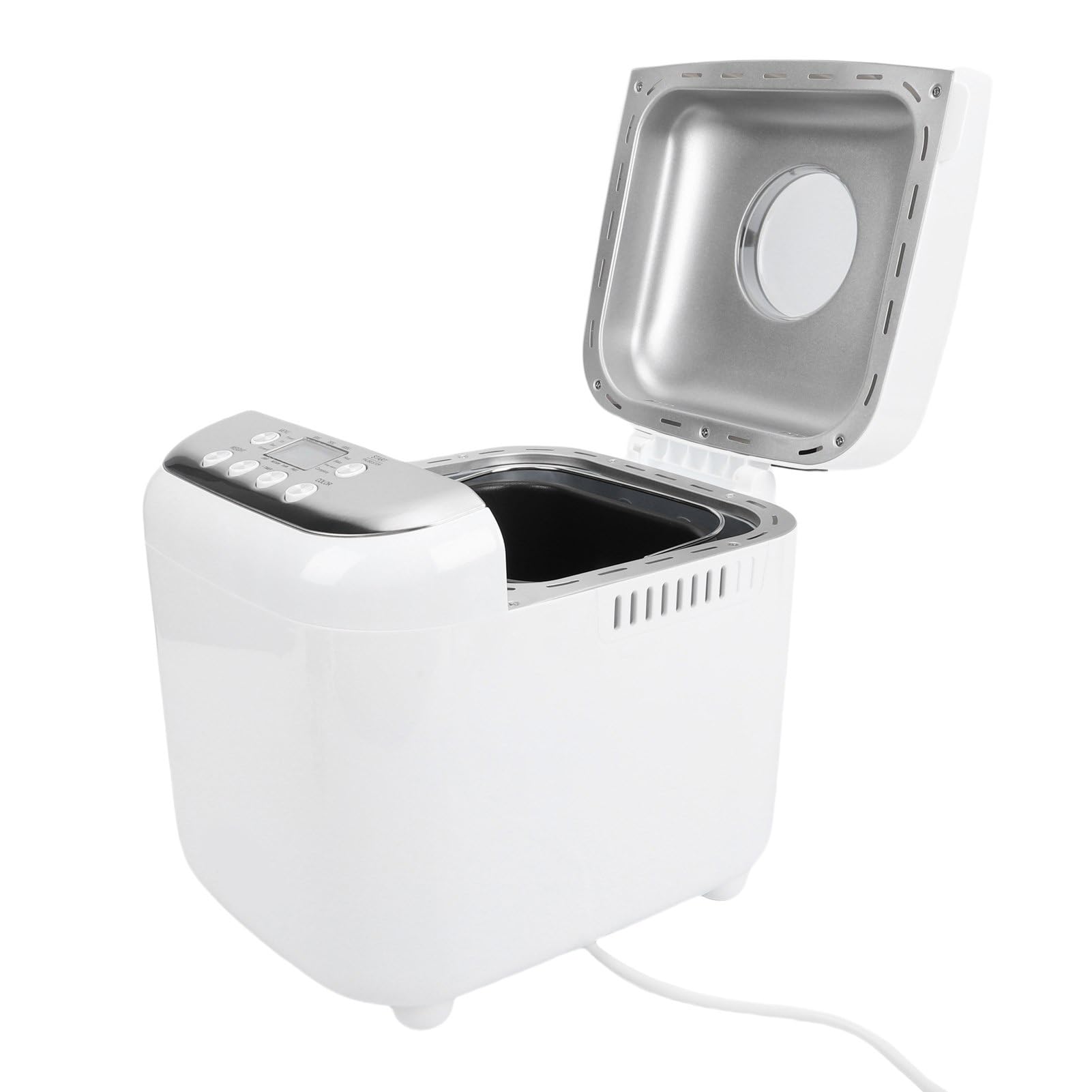TOPINCN Máquina de Pan Programable, 19 Programas Automáticos, 3 Tamaños de Pan, 3 Niveles de Dorado, Pantalla LCD, Bandeja Antiadherente con Temporizador de 15H para Casero, Masa, (Enchufe de la UE)