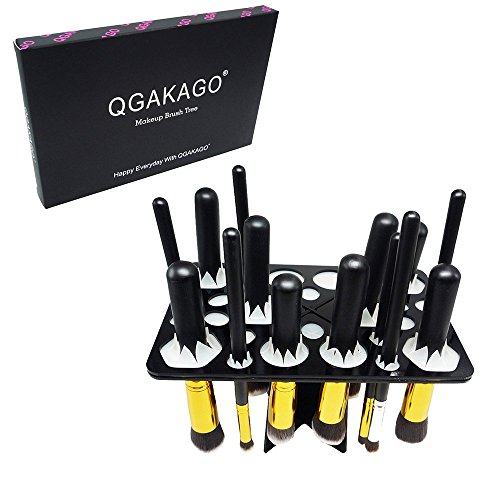 QGAKAGO 28 Hole Makeup Brush Tree Holder Organizer Folding Collapsible Air Drying Tower