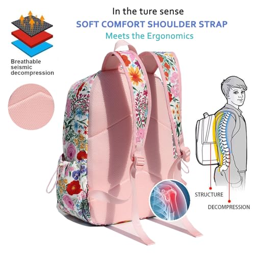 ESVAN Personalized Gifts Backpack Canvas Linen Nylon 17 inch Laptop Bag for Women Casual College3