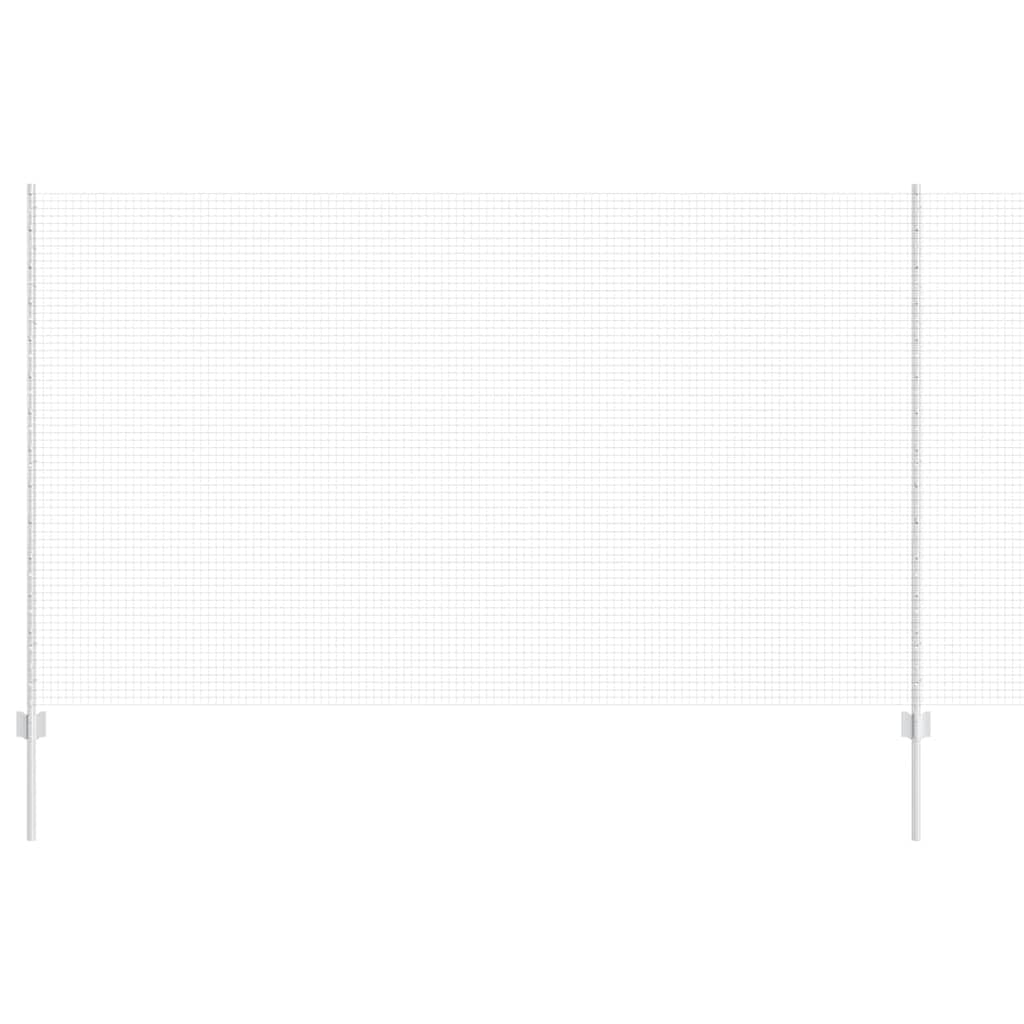 Outdoor Steel Fence Panel with Posts Silver 1.4m x 10m Garden Privacy Screen Set Rust Proof Powder Coated Boundary Fencing for Patio Terrace