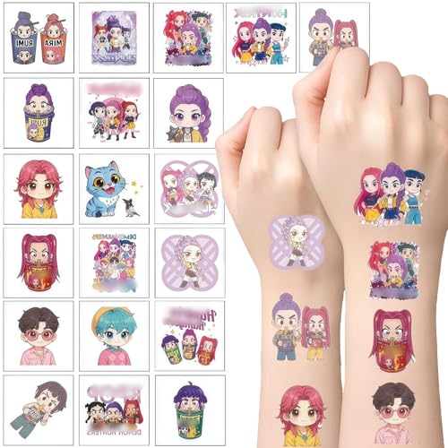 20 Sheets Temporary Tattoo for Kids Dance Cosplay Id0l Cartoon Tattoo Stickers Waterproof Musical Cartoon Fake Tattoo Stickers Set for Teens Boys Girls Birthday Fake Tattoo Gift Party Bag Filler