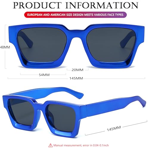 Image of AIEYEZO Square Sunglasses for Women Men Square Thick Frame Sun Glasses Simple Designer Style Shades