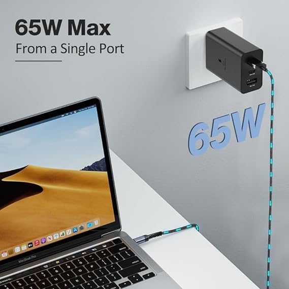 Image of Original 65W 3 Port Multi Port with SuperFast Charging Technology Adapter Compatible for Sam Sung S23 Ultra,S23 Plus,S23,S22 Ultra,S22 Plus,S22,S20FE,A72,A52,A32,F23,F62 (FIX83)