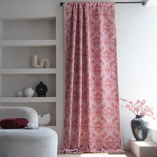 ENJOYBRIDAL rideaux damas rouge 63 po 2 panneaux