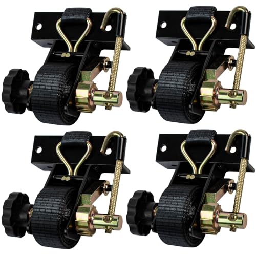 UMIRO Ladder Rack Retractable Ratchet Straps -1.4 Black Square Tube Mount with Cord-Rewind J-Hook - 1.5 x 7.5 Heavy Duty Tie Down Straps 500 lbs Capacity for Roof Rack Truck Cargo Security(4 Pack)