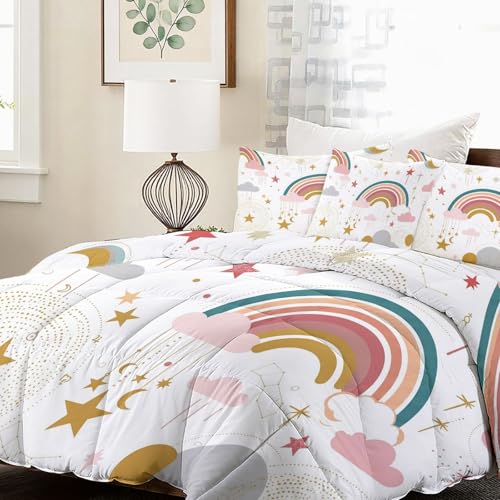 Couette 4 saisons réversible blanche motif dessin animé pour lit double 2p - 4