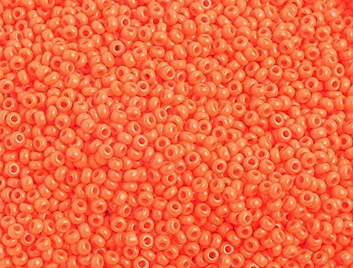 Czech Glass Seed Beads 10/0 (2.3mm Diameter) Opaque Orange Strung DIY Jewelry Making Beads - 500g Bulk Bag by Preciosa (Jablonex)