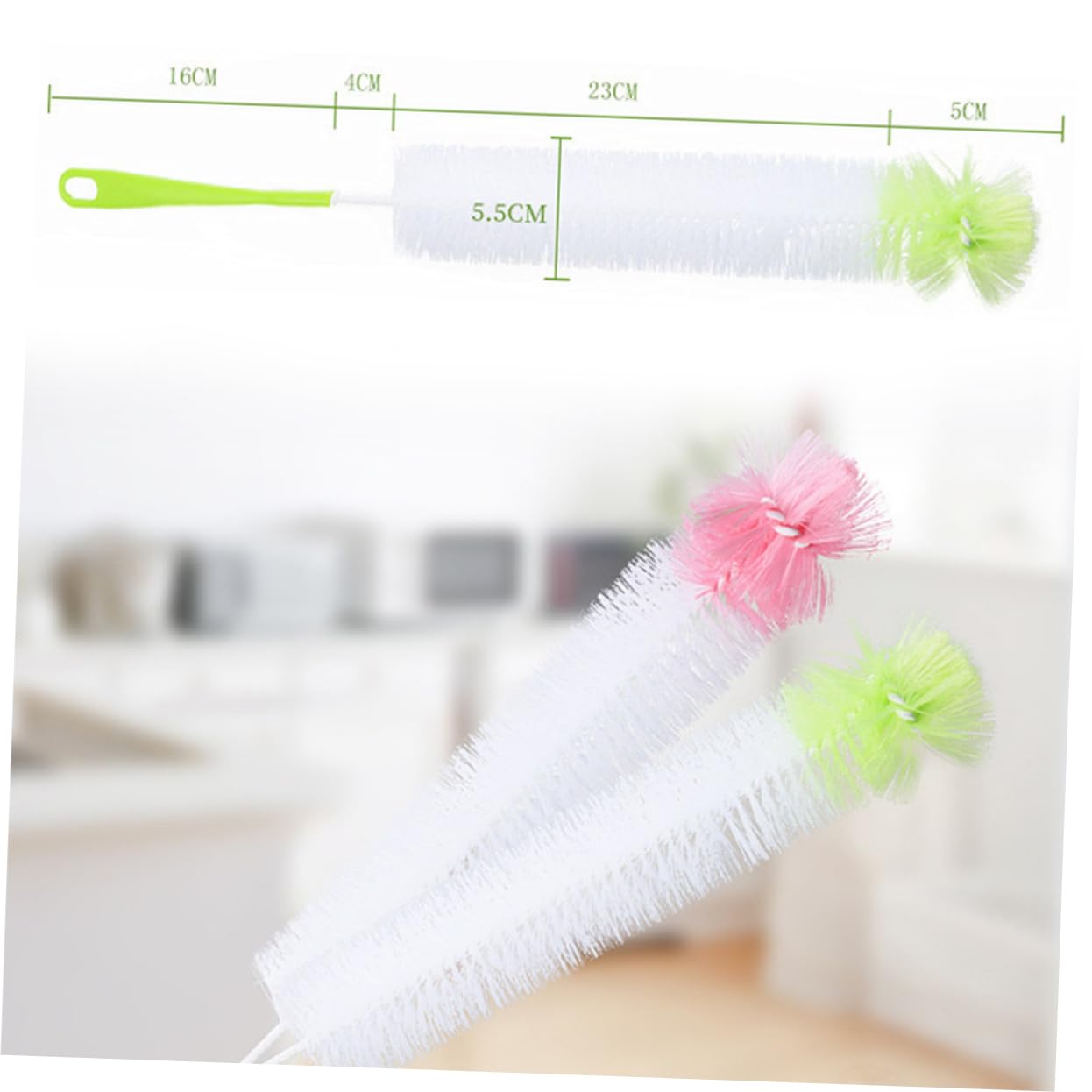 IWOWHERO 3 Pack Set of Dish Scrubber Sponge Brush Bottle Brush Long Handle Soft Sponge for Kitchen Use Random Color