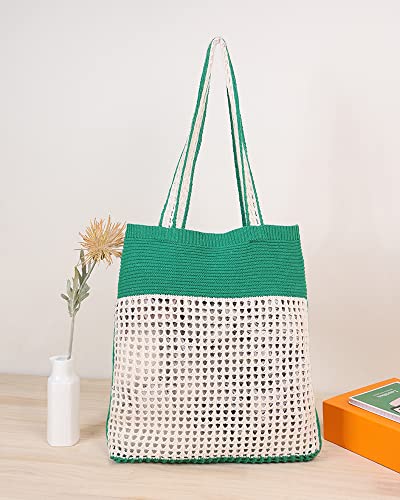 Image of ENBEI Beach Bag Crochet Tote bag for Women,Aesthetic Boho Large Bag,Foldable&Lightweight,Shopping,Beach,Travel,Daily Use