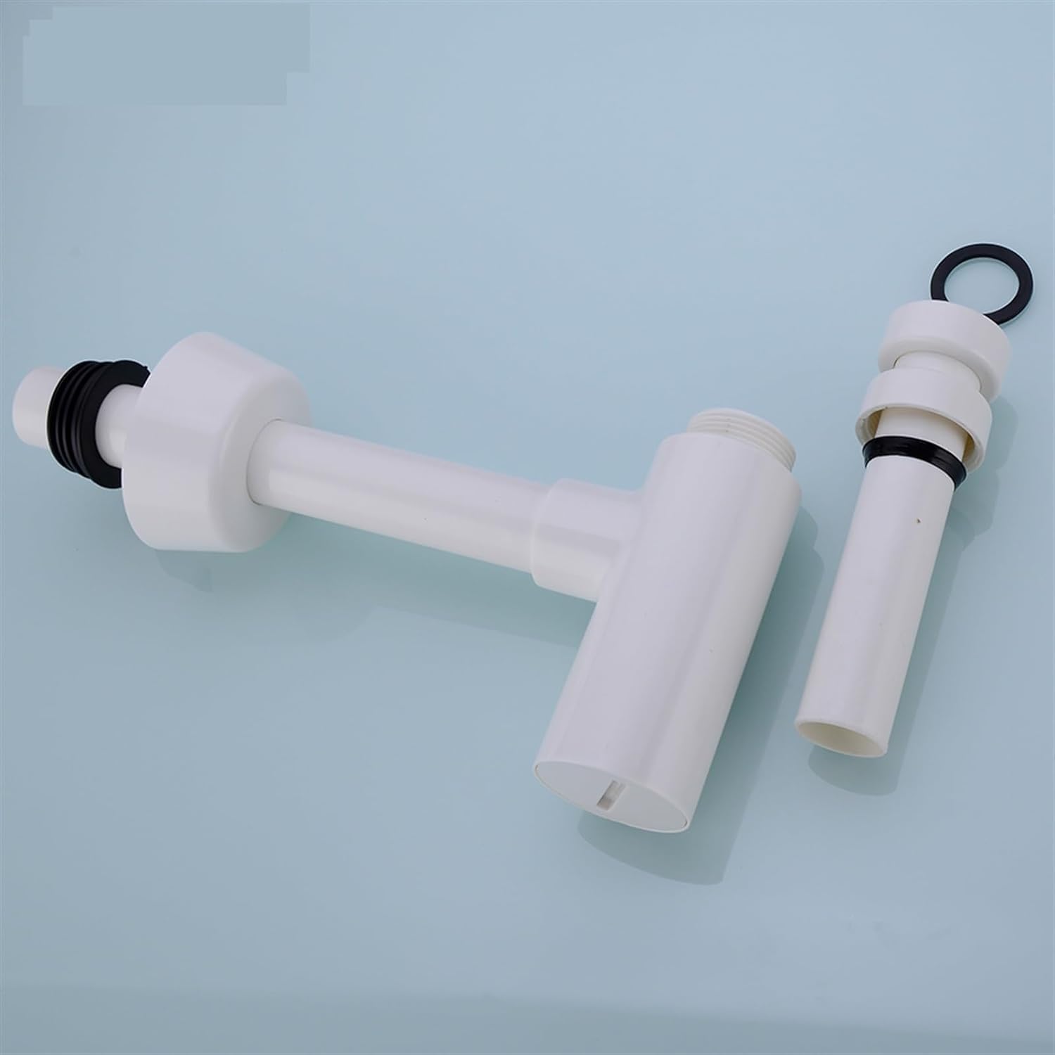 sustitución de Tapones de Fregadero Pop up, Sifón Tipo P, sifón Redondo, sifón de plástico ABS for baño, Lavabo, tubería de desagüe, desagüe emergente Blanco con desbordamiento.