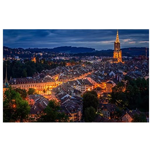 LHJOYSP vuxenpussel 500 bitar Stad schweiz natt stad bern 52x38cm