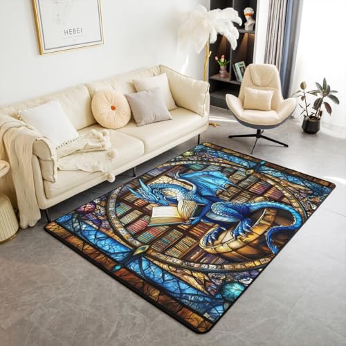 Tapete decorativo para niños con diseño dragón azul 198x157 cm miniatura 4