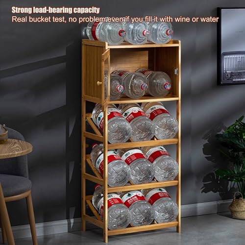 Soporte para botellas de vino independiente de bambú 3 niveles miniatura 5