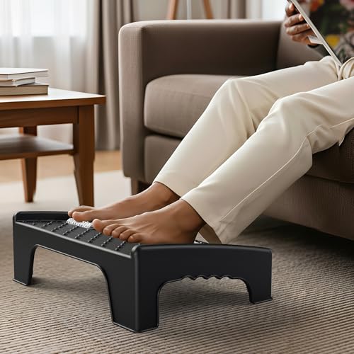 Image of Amazon Brand - Solimo Ergonomic Footrest with Massage Texture and Roller for office chair with massager for Office, Table, Home, Sofa under desk - Black