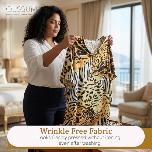 Image of Oussum Women Long Maxi Plus Size Polyester Kaftan Gown, Womens Kaftan Dresses Lounge Resort Wear, Plus Size Kaftan