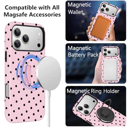 Coque iPhone 17 Pro Max MagSafe à pois KANGHAR avec support et sangle