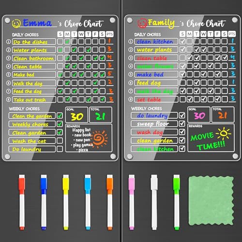 PigPotParty Acrylic Magnetic Chore Chart for Kids on...