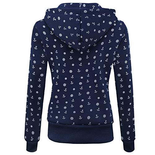 Newbestyle Women’s Printed Fleece Hoodies Lightweight Long Sleeve Full Zip Sweatshirt Jacket Navy Blue Xs #TOP1