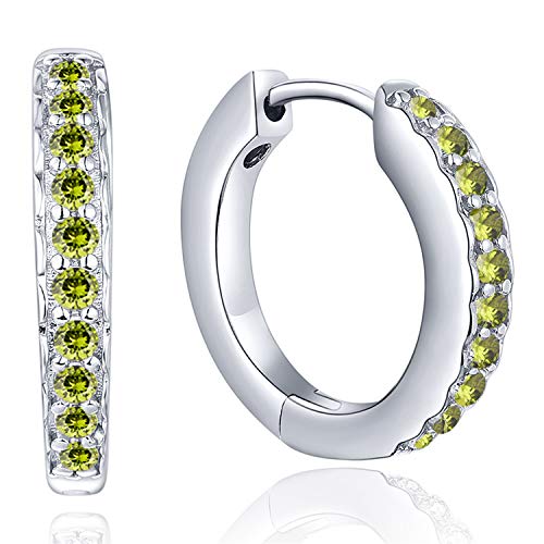Yl Huggie Earrings 925 Sterling Silver Hoop Earring 18K White Gold Plated Round Created Peridot Halo Jewelry #TOP4