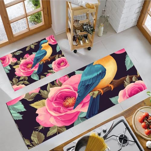Paillasson de bain et cuisine style vintage aquarelle rose pour maison - 6