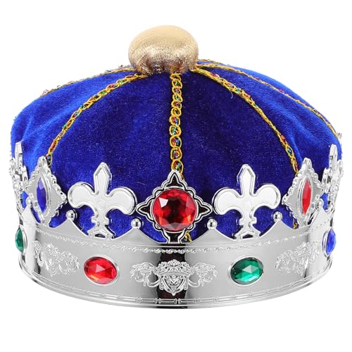 LUOZZY Blue Dome King Crown Hat for Kids Costume Party Dress Up Performance Birthday Cosplay Headdress Accessories