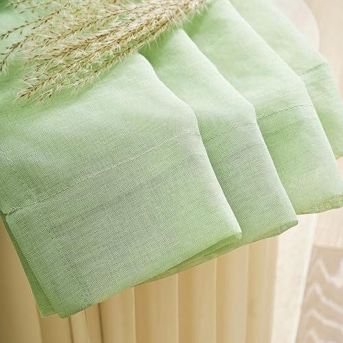 Image of MYSTIC-HOME Sheer Curtains Green 95 Inches Long, Window Treatments Rod Pocket Drapes for Living Room, Bedroom, Semi Crinkle Voile Curtain Panels for Yard, Patio, Villa, Parlor, Set of 2, 52 inchx95 inch