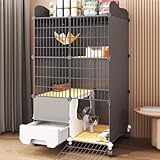 DELURA 3 Tier Metal Cat Cage Indoor Cat Enclosures DIY Cat Playpen Metal Kennel for Small and Medium Cats Kittens Kitty