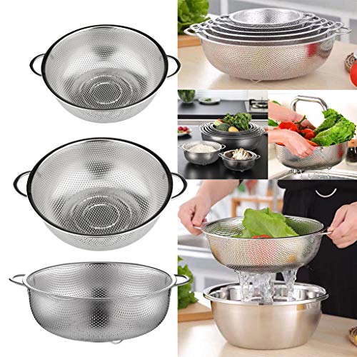 Juego de 3 coladores de malla fina de acero inoxidable para arroz, pasta, verduras y frutas, 16,5 cm, 19,5 cm, 22,5 cm