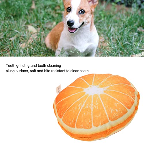 Firlar Obst-Plüsch-Hundespielzeug, Lustiges, Attraktives Kauspielzeug für Haustiere Zum Waschen der Zähne, Niedliches, Interaktives, Weiches, Bissfestes, Quietschendes(Orange)
