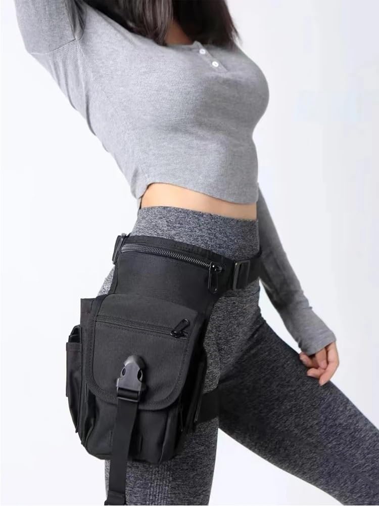 Sacoche Moto Jambe Sac de Jambe étanche en Nylon for Femmes, Sac Banane Cuisse, Taille Moto, Sport Plein air
