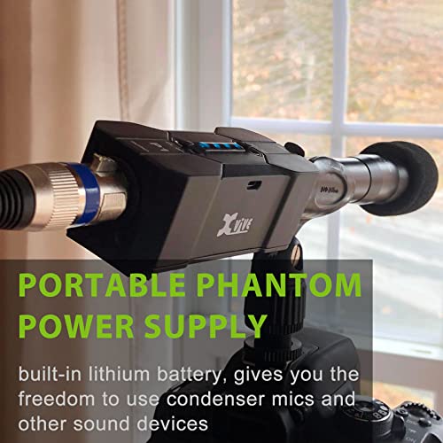 Xvive P1 Phantom Power Supply 48V/12V Switch,Up To 40 Hours Of Use,Rechargeable Portable Phantom Power For Condenser/Shotgun Microphones, Mic Preamp, Recording Studios #TOP1