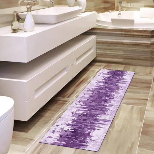 Alfombra de cocina lavable morada 50x450 cm abstracta para pasillo de casa 4