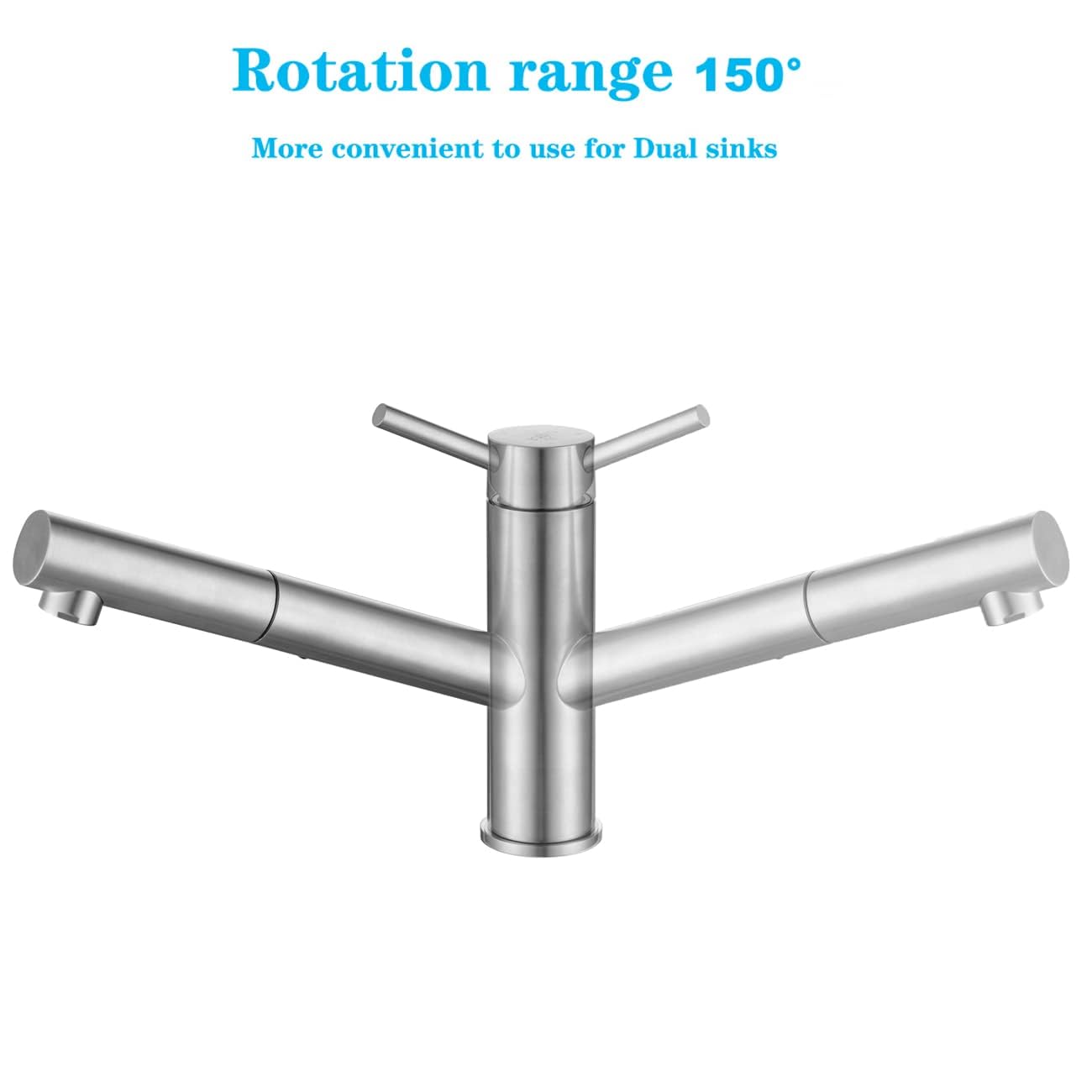 ONECE Wasserhahn Küche ausziehbar Spültischarmatur aus Edelstahl gebürstet | Küchenarmatur mit 150° drehbar | Hochdruck | Abnehmbar Bubbler | Matt