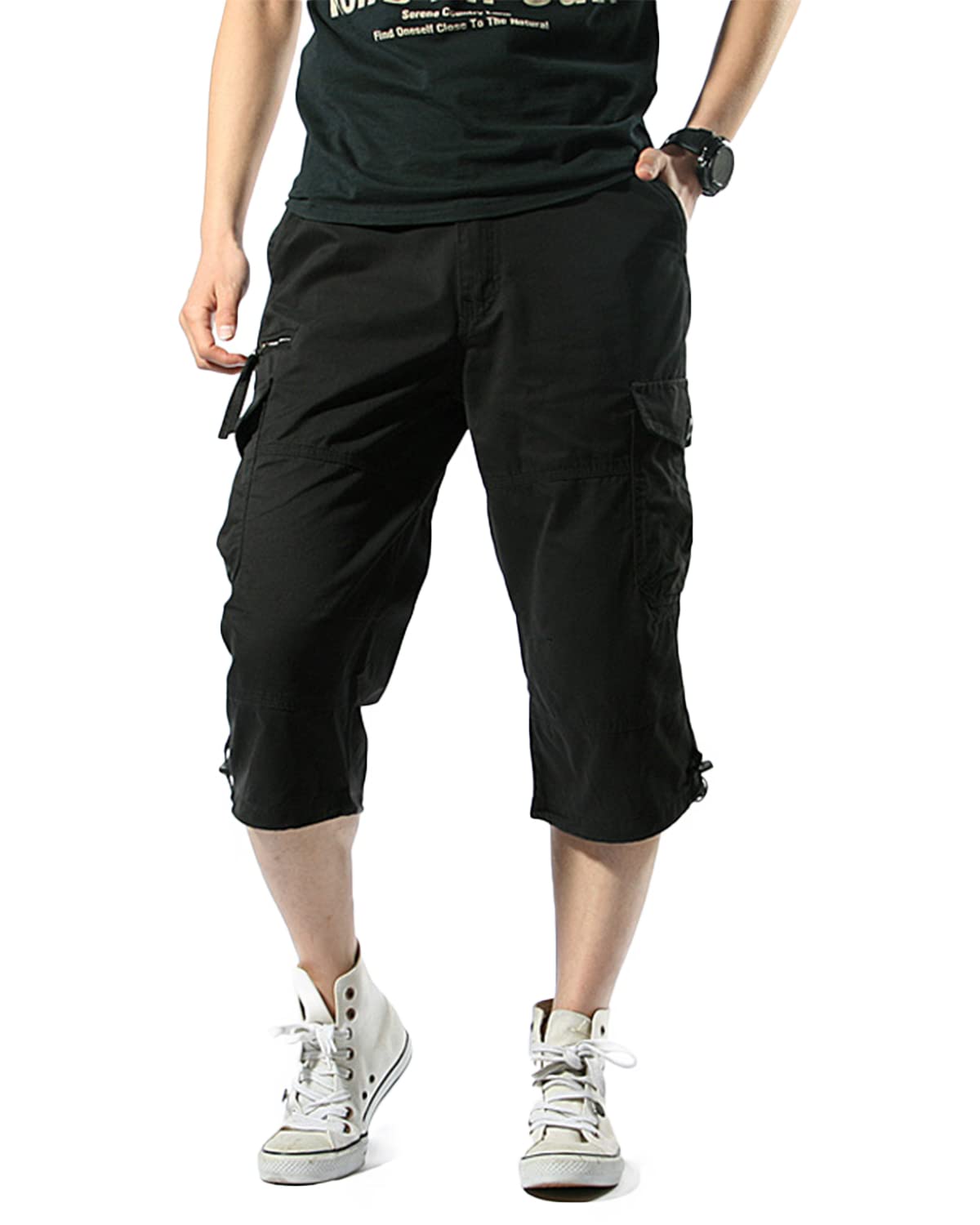 Misfuso Cargo Shorts Herren 3/4 Sommer Kurze Klassisch Geschnittene cargoshortsOutdoor Bermuda Kurz Hose Atmungsaktiv Freizeitshorts Baumwolle Arbeitshose mit Multi Taschen und Gummibund